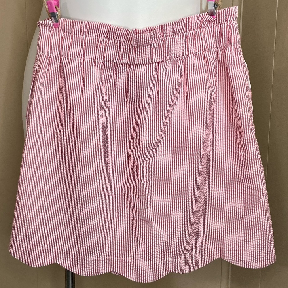 Lauren James Seersucker Scalloped
Paperbag Skirt Red/Pink Medium